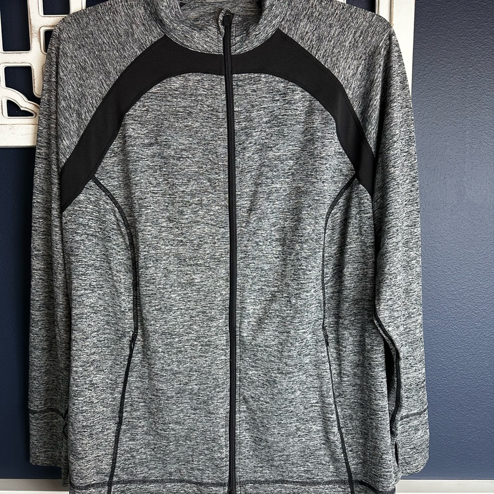 Gray and Black Zip-Up Jacket 3X